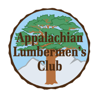 Logo of the appalachian lumbermen's club featuring a tree and mountain graphics.